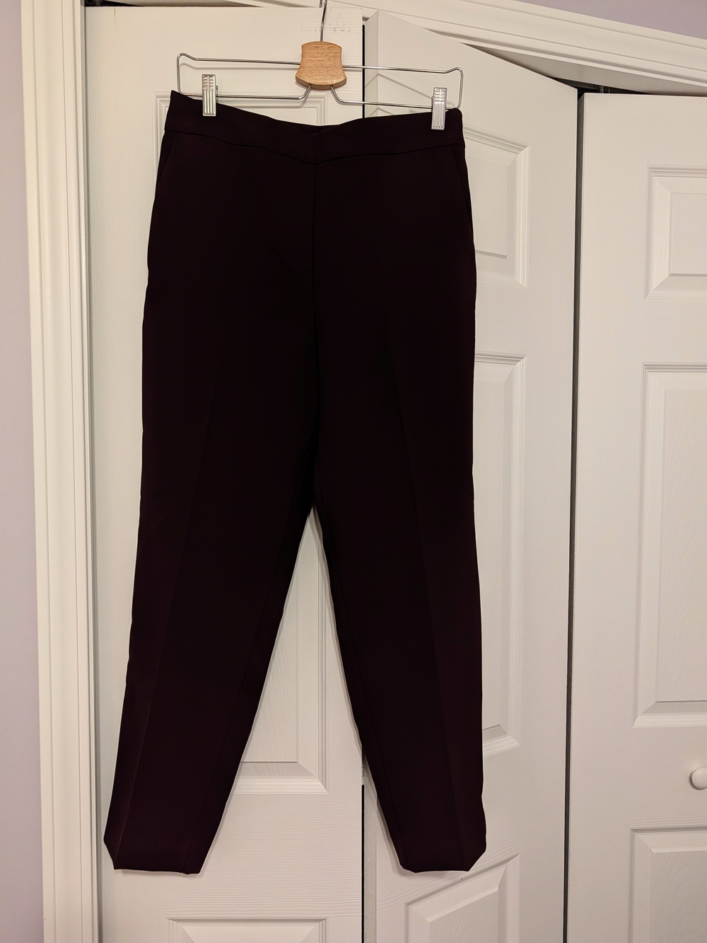Ann Taylor Tailored Straight-Leg Trousers in Deep Plum